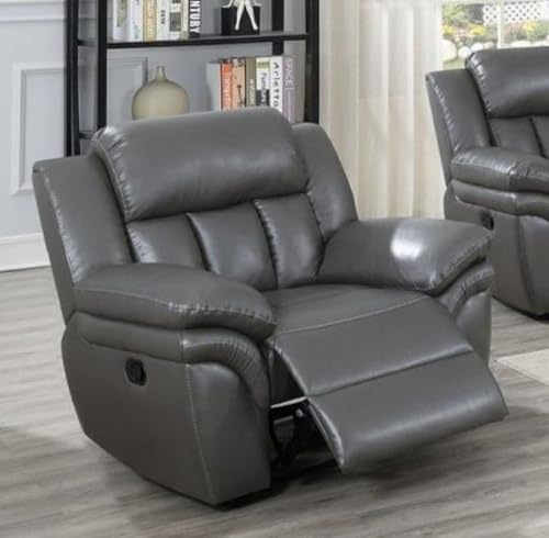 Image of Torque - Jerry 1 Seater Leatherette Manual Recliner | Recliner Sofa /Chair for Living Room, Bedroom, Office (Grey) | 1 Year Warranty
