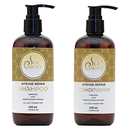 Image of Intense Repair Keratin Shampoo & Conditioner for Men & Women (250ml) / Pack of 2 / Enriched with Keratin Amino Complex /Hair Smoothening /Silicone & Paraben Free /Hair Care Kit