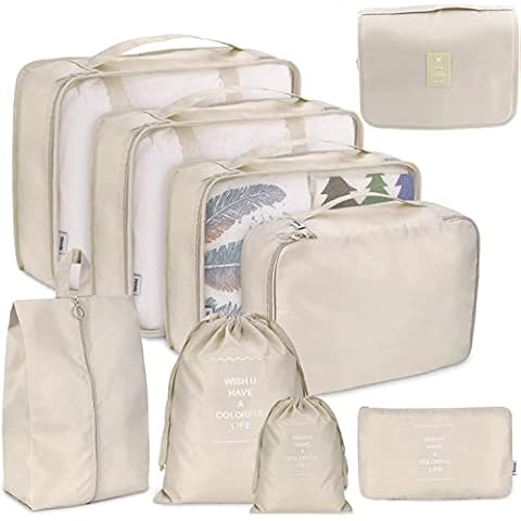 9 PCS Packing Cubes for Suitcase, LUPATDY Travel Luggage Packing Organizers Waterproof Travel Essentials Bag Clothes Shoes Cosmetics Toiletries Storage Bags Cover