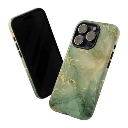 Coque iPhone 15 Pro effet marbre vert luxe - Finition brillante premium - 2