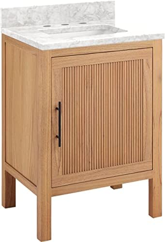 Signature Hardware 481725 Ayanna 24" Free Standing Single Vanity Set with Mindi Wood Cabinet, Vanity Top and Rectangular Undermount Vitreous China Sink - 8" Faucet Holes