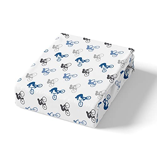 Boys Blue Black Duvet Cover Single Size Mountain Bike Bedding Set Extreme Sports Theme Comforter Cover For Kids Teens Bicycle Rider Printed Quilt Cover With 1 Pillow Case - Image 2