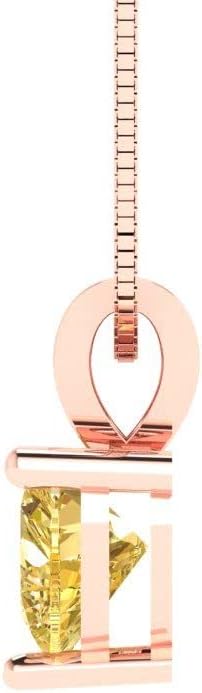 Clara Pucci 0.5 cttw Citrine Rose Gold-Plated Silver Necklace and Pendant for Women (16" Box Chain,Heart Cut,5mm)