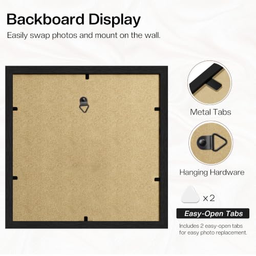 Image of Picrit 12x12 Picture Frame 3 Pack, Wall Mount Display, Black Wood Grain