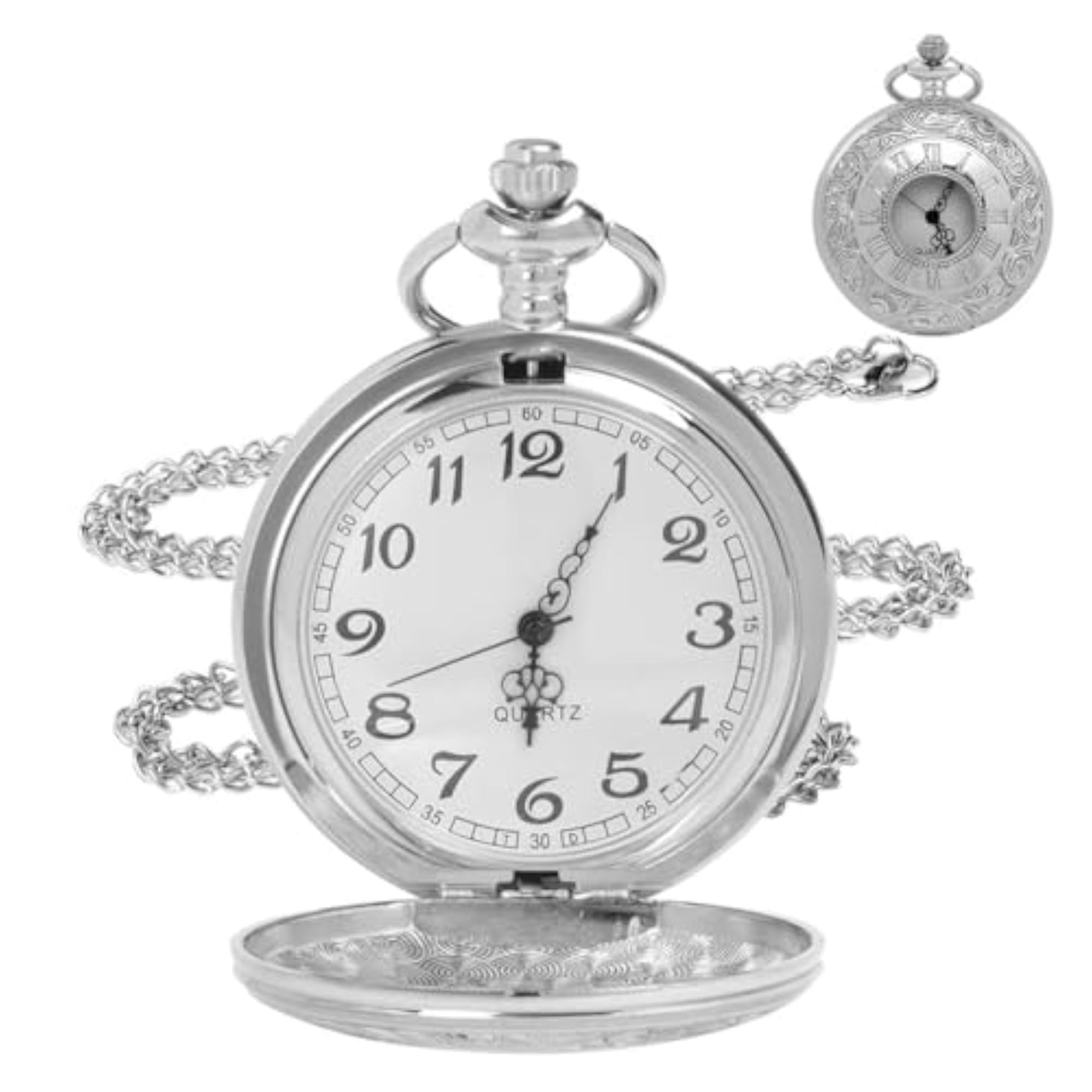 Modern Quartz Pocket Watch with Chain