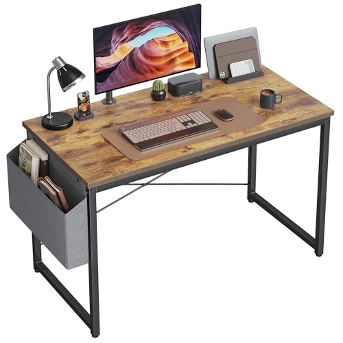 Image of Cubiker Computer Desk, Home Office Writing Study Desk, Modern Simple Style Laptop Table with Storage Bag (47.2, Black)