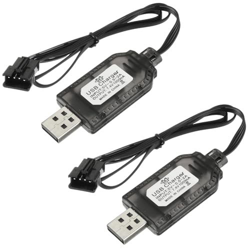 HUAREW 2 pièces 7.4V USB Chargeur Câble RC avec Connecteur SM-4P Plug pour 2S 7.4V LiPo Batterie, Compatible avec Voiture RC, Bateau RC, Drone RC, Avions RC...