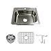 Transolid K-STSB25227-1 Select 1-Hole Drop-in Single Bowl 20-Gauge Stainless Steel Kitchen Sink Kit, 25-in x 22-in x 7-in, Brushed Finish