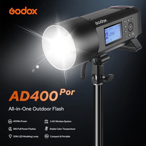 Image of Godox AD400PRO Profession Studio Flash Light with Godox&Bowens Mount GN72 400Ws 2.4G TTL HHS 1 /8000S 5600K±200K 21.6V /2600mAh 0.01-1s Recycle Time 30W Modeling lamp for Portrait /Product Photography
