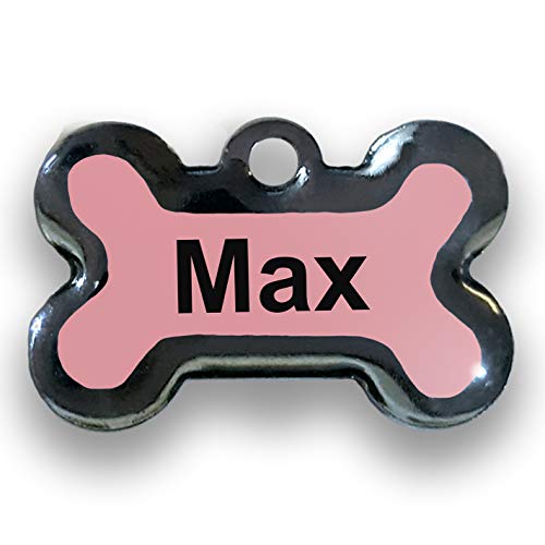 Placa de identificação Pet Personalizada - Osso Pequeno - Rosa