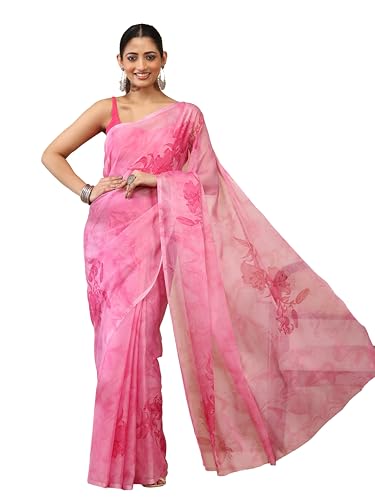 Image of Garden Vareli Floral Print Chiffon Saree