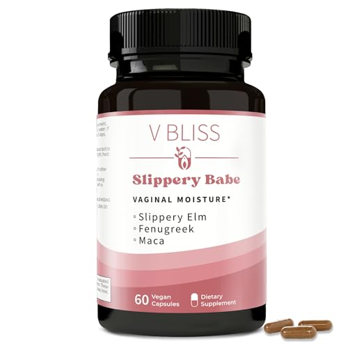 V Bliss Slippery Babe Vaginal Moisturizer Capsules | Relieves Vaginal Dryness with Organic Slippery Elm Bark, Fenugreek, & Maca | Vaginal Wetness | Once Daily, 60 Capsules