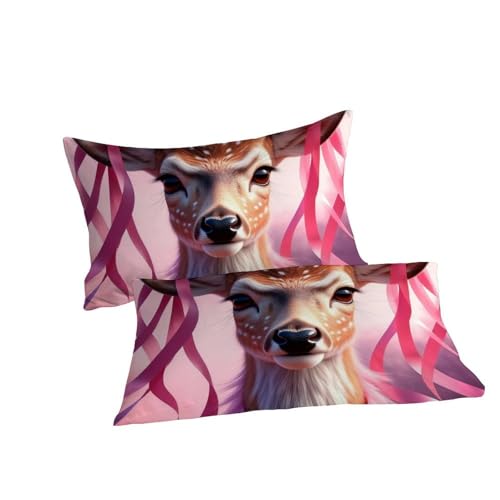 Parure de lit cerf rose microfibre 3D de qualité supérieure - 7