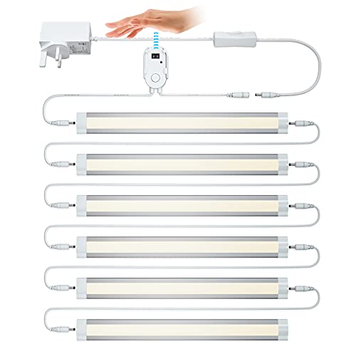 LAMPAOUS Kits de iluminación debajo del gabinete, sensor de movimiento mejorado activado debajo del armario, luces blancas naturales, atenuación sin contacto, paquete de 6 Cover
