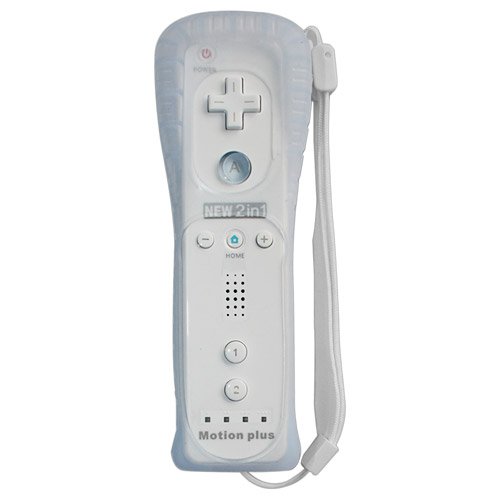 Skque Motion Plus Remote Controller with Silicone Skin Case Cover for Nintendo Wii, White