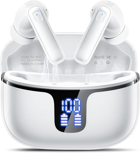 Ecouteurs Bluetooth sans Fil,Écouteurs sans Fil Intra-Auriculaires HiFi Stéréo avec Réduction de Bruit ENC,40H d'Autonomie,IP7 Étanche,Écran LED,Appairage en un Pas, Pour Sport/Téléphone/Travail