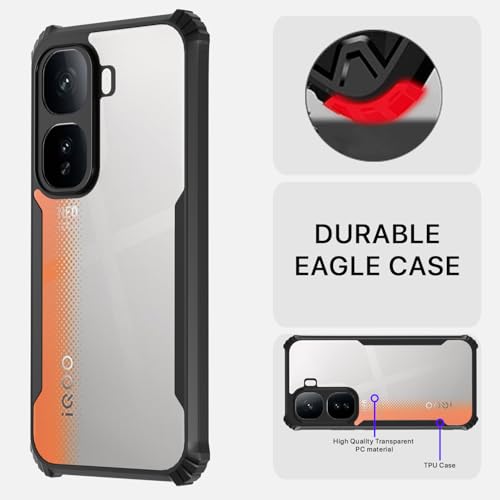 Image of Pikkme Crystal Clear Transparent Back Cover | Ultra Hyrbid | Full Camera Protection | Raised Edge | Bumper Case for iQOO Neo 10 5G (Black)