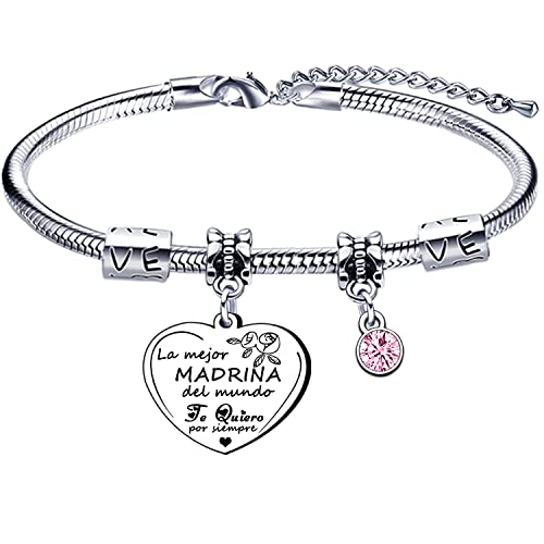 Lumengqi Pulseira para madrinha presente madrinha pulseiras a melhor madrinha do mundo Quero-te para sempre para Madrinha presente de aniversário Natal ideias presente madrinha, Aço inoxidável