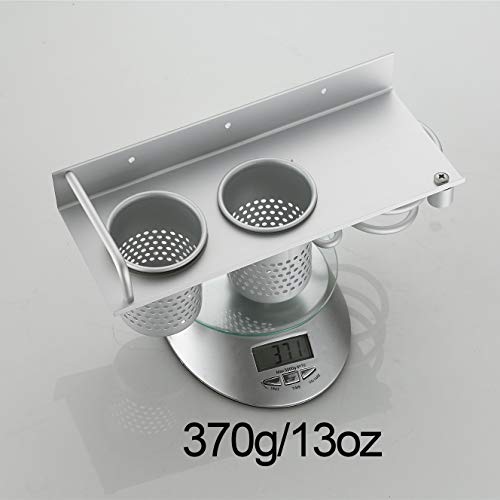 3-In-1 Wall Mounted Aero Aluminum Toothbrush Hair Dryer Organizer Holder Storage Hanging Rack Organizer Silver #TOP5