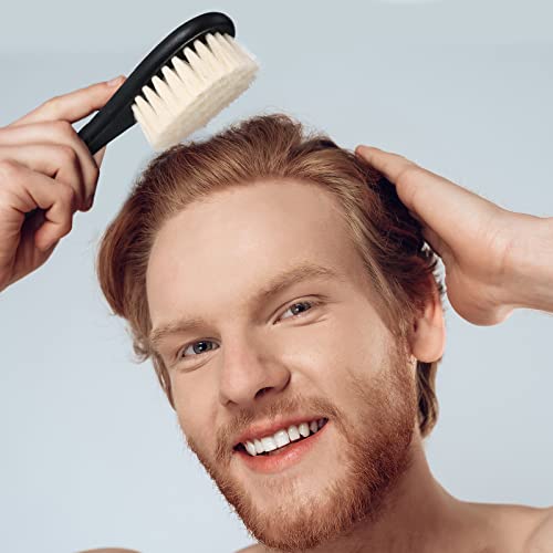 2 Pieces Barber Fade Brush Men Beard Brush Neck Duster Cleaning Brush Soft Beard Brush With Wooden Handle For Barber Hair Cutting Kits (Black, Red) #TOP4