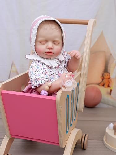 Image of Reborn Baby Dolls Girl, 20 Inch Realistic Full Vinyl Baby Doll | With purple floral romper and accessories, lifelike hand-painted details, for pretend play, gifting, and collecting