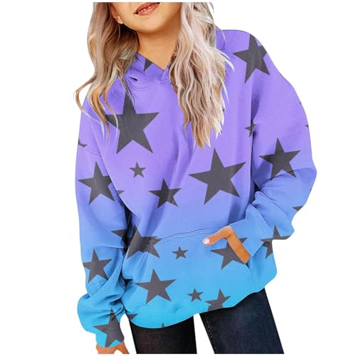 AIMAOMI Girl's Palm Puff Oversized Hoodies Sweatshirts Cute Preppy Clothes Casual Trendy Pullovers Sweatshirt Aesthetic Tops (Sky Blue, 9-10 Years)