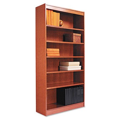 Alera Bcs78436Mc Square Corner Wood Bookcase, Seven-Shelf, 35-5/8 X 11-3/4 X 84, Medium Cherry #TOP23