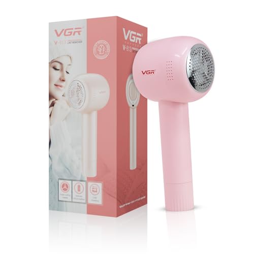 Image of VGR V-813 Professional Lint Remover for Clothes, Rechargeable Fabric Shaver with Stainless Steel Blades, USB Type-C Charging, Powerful Fuzz Remover for Sweaters, Wool, Blankets & Furniture, Blush Pink