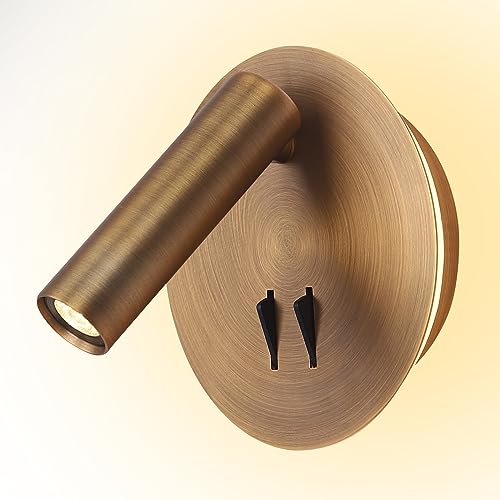 Wall Mount Reading Light for Bed, Backlight Night Wall Lamp, Hardwired Sconce with Switch, Adjustable Wall Sconce Surface Mount Book Reading Lamp,LED Wall Lighting for Bedroom Bedside Lamps (Bronze)