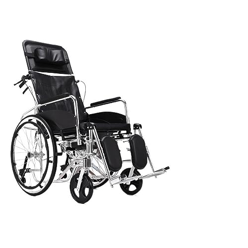 座るトイレ車椅子折りたたみ高齢者車椅子肥厚鋼管後部ブレーキ無効化ライト車椅子 KY608 (アルミ合金+フラットになれるハイバック+トイレ付き)