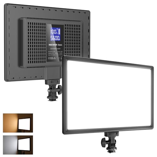 NEEWER Basics Panneau Lumineux LED 13, 20W, Ultra Fin,intensité Variable,pour Appareil Photo Reflex numérique,Diffusion en continu, Studio Photo,Batterie 8 000 mAh,3 200-5 600 K,IRC 97+,NL-192B