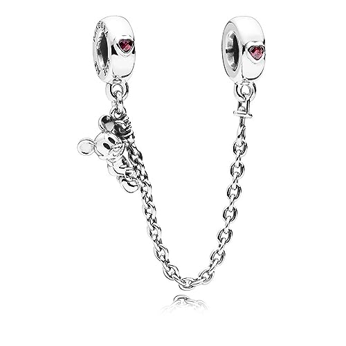 Pandora Chaîne de confort Disney Mickey en argent avec zircones cubiques rouges