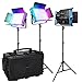 Dracast Kala Plus Series RGB + Bicolor LED3000 Kit with Injection Molded Travel Case - 3 Pack Includes Panel Lights, Light Stands, Barndoors, Diffusion | App Control | Travel Case | Dimmable 0-100%