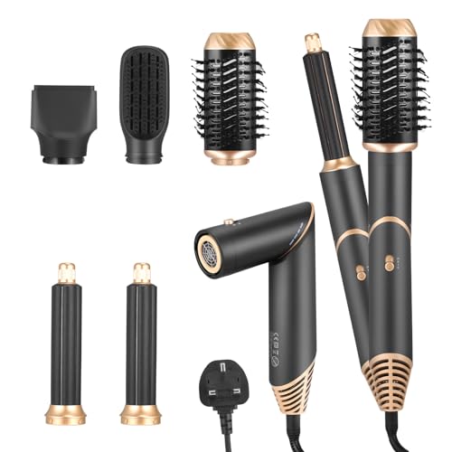 Nuision 5 in 1 Hot Air Styler, Hair Dryer Brush for Hair Styling, Hot Air Brush Auto Hairstyler Hairdryer, [60000 RPM] High-Speed Ionic Hairdryer for Volumizing, Curling, Straightening, All Hair Types