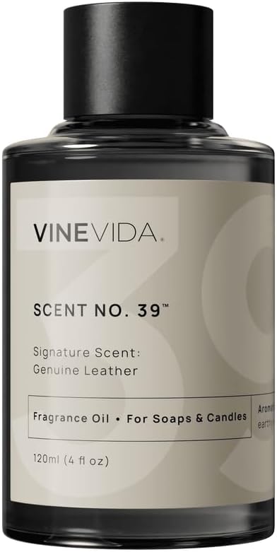VINEVIDA [4oz] Genuine Leather Fragrance Oil for Candle Making and Soap Making - Premium Candle Scents for Soy Candles