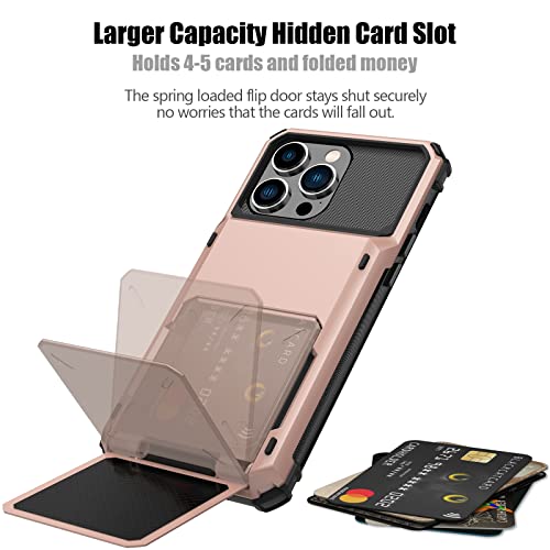 Nvollnoe for iPhone 15 Pro Max Case with Card Holder[Store 5 Cards] Dual Layer Heavy Duty Shockproof Wallet Case with Hidden Card Slot Storage Cover for iPhone 15 Pro Max(Rose Gold) by Nvollnoe - Used condition - Image 2