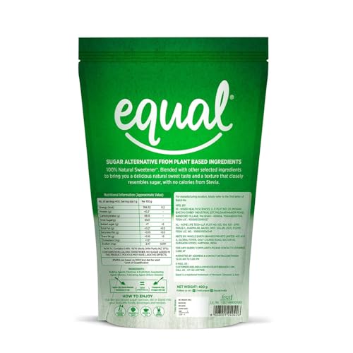 Image of Equal Stevia Pouch (400g) | Sugar-Free Powder | Natural Plant-Based Sweetener | Sweetness Equivalent to 1Kg of Sugar | 100% Natural & Zero Calorie Sugar Substitute | Tastes Like Sugar | Ideal for Diabetics