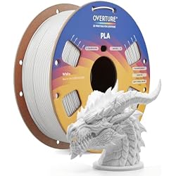 OVERTURE High Speed PLA Filament 1.75mm 3D Printer Filament,1kg White | Neatly Wound 1kg Spool (2.2lbs) Rapid PLA, Dimensional Accuracy +/- 0.02 mm, Fit Most FDM 3D Printers (White)