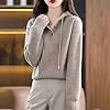 Women Fall Winter Retro Hooded Pullover Sweater Kn... #4
