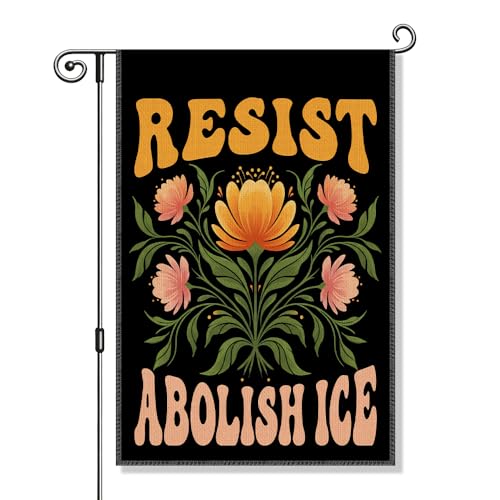 TQLIUOL Resist Abolish ICE Double-Sided Political Garden Flag for Outside Decor Parade Yard Sign Stop Deportations Social Justice Outdoor Banner decoration Immigrant Rights Protest Yard Sign