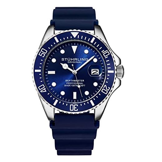 STUHRLING Relógios de mergulho masculinos originais esportivos, relógios de pulso masculinos com coroa aparafusada, resistente à água até mostrador analógico de 100 metros, relógios