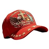 Sombreros Patrióticos Para Hombre | Sombreros Ajustable Con Correas | 250º Souvenir Bordado Gorros Patrióticos - Para Mujeres, Adolescentes, Trabajo, Golf, Vida cotidiana, Como Accesorio de Foto, rojo