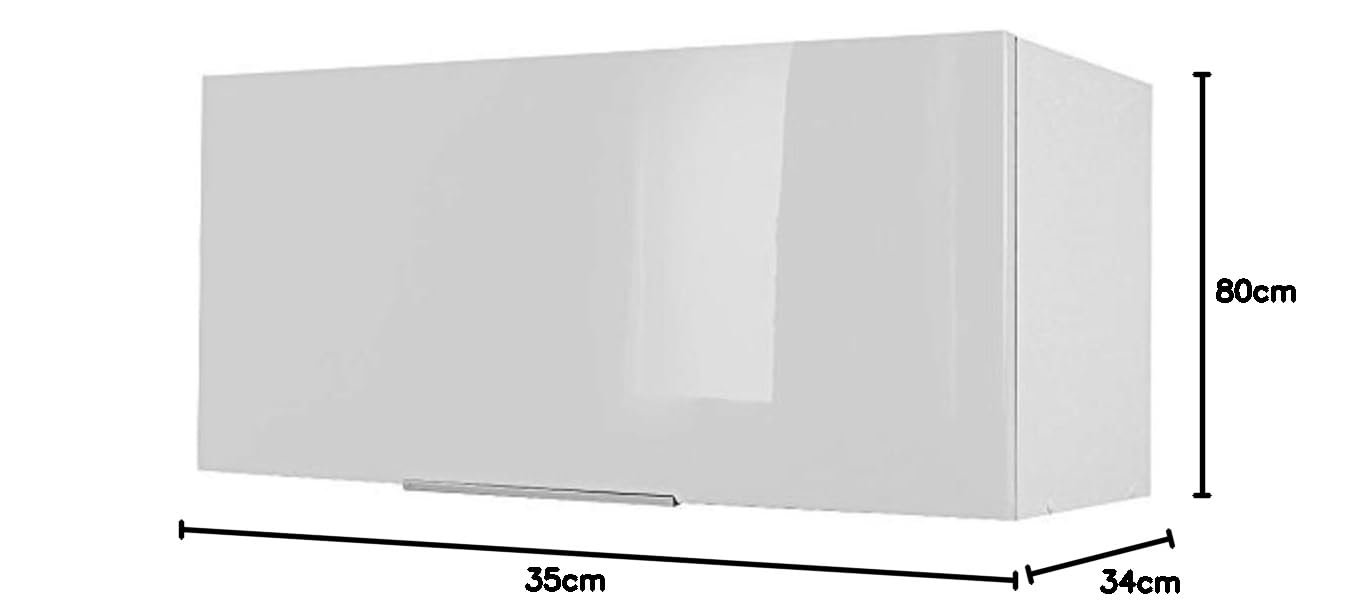 Berlioz Creations CH8HB Meuble Haut de Cuisine sur-Hotte Blanc Haute Brillance 80 x 34 x 35 cm, Fabrication 100% française