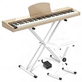 【専用スタンド付き】Longeye ロンアイ 電子ピアノ 88鍵盤 改良した音源 MOLD2 木製ボディ 日本語表記 MIDI端子対応 ペダル付き 380種類音色 移調、メトロノーム機能付き DREAM音源 初心者、練習にピッタリ 日本語版説明書 独自音源 (オークベージュ-3セット)