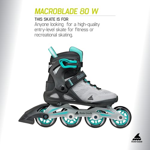 Rollerblade Macroblade 80 Women's Adult Fitness Inline Skate, Grey and Teal Blue, Performance Inline Skates by Rollerblade - Image 2