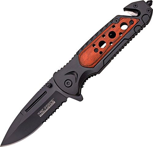 TAC Force TF-637 Series Assisted Opening Folding Knife, Black Half-Serrated Blade, 4-1/2-Inch Closed