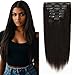 Lacerhair Real Remy Human Light Yaki Hair Clip in Hair Extensions Kinky Straight Natural Black Color For American African Double Weft Full Head Relaxd Hair 120G 7Pieces 10-22 inch (10 inch, Yaki #1B)