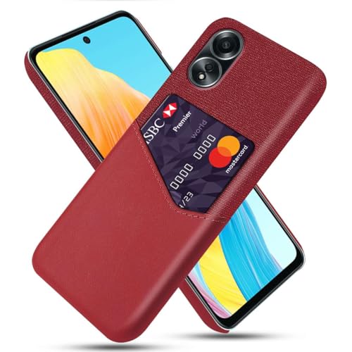 Capa para OPPO A58 4G,Anti-deslizamento,Proteção contra quedas de 360°,Resistência à impressão digital,Tela e caso de couro PU com 1 slot de cartão atrás-Red