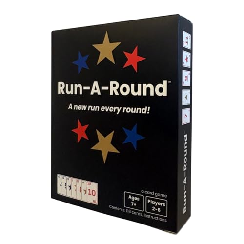 Redmond Games Run-A-Round Card Game, Family Card Game for Kids & Adults, 10 Fun Rounds - Add One Card Each Round, No Player Elimination, Ages 7+, 2-6 Players, 30+ Minutes