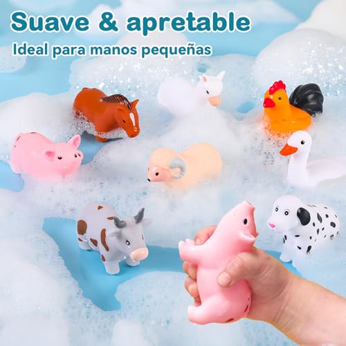 Miniatura 4 de Juguetes Bañera Bebe, Juguetes Baño Bebe Regalo Niña Niño 1 Año, 8 Piezas Juguetes Bañera Animales Granja Sin Agujeros Sin Moho Juegos Agua Piscina Niños Niñas1 2 3 Años